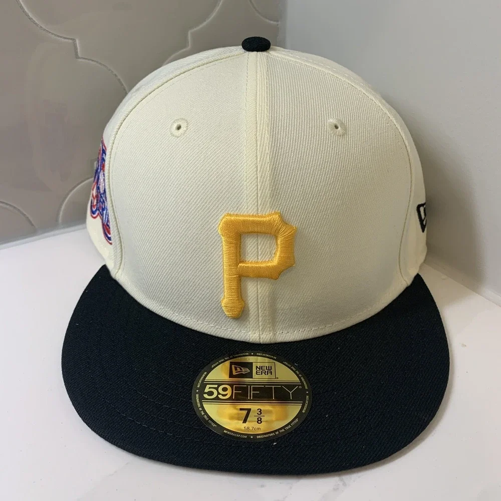 Pittsburgh Pirates New Era 59FIFTY MLB Two Tone White Fitted Hat Cap Size 7 3/8